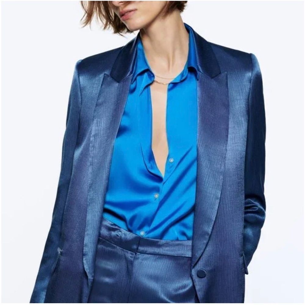 Zara Sleek Blue Satin jacket